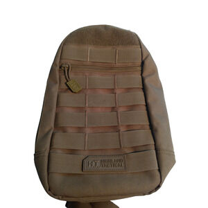 Highland Tactical MOLLE Sling Bag – Compact EDC Tactical Backpack- Tan